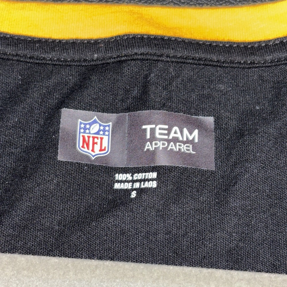 Women's NFL Pittsburgh Steelers Black & Yellow Lace-Up T Shirt Size Small NWT - Picture 3 of 5